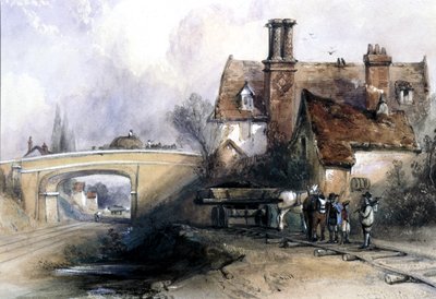 Bau der Eastern Counties Railway, in der Nähe von Ilford, Essex, 1838 von Thomas Colman Dibdin